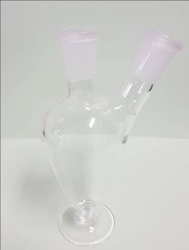 (image for) Flask, Pear Shaped, Two Necked, Flat Base, 14/23, 50ml